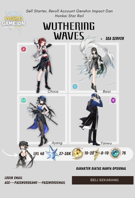 [SEA Server] Akun Reroll Wuthering Waves 37-38k Astride Rover [Female] Union Level 30